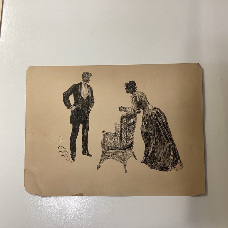 1895 Gibson Girls style pen and ink? signed Elsa Gahindier? gallery