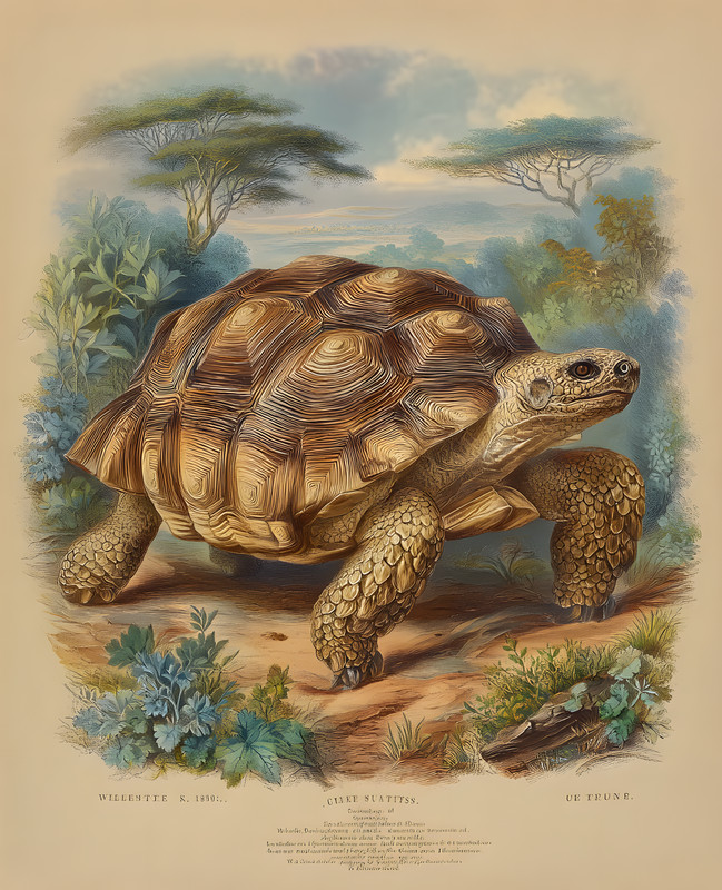 8×10 Tortoise Savanna Wildlife Art Print – 856682750