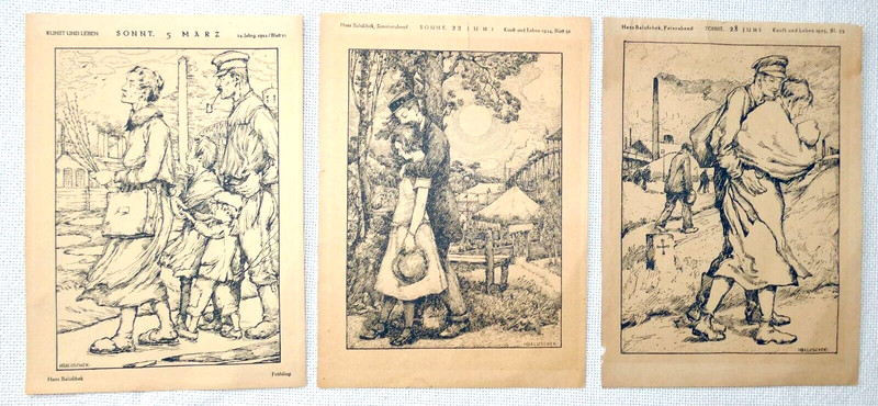 Bauhaus. Hans Baluschek 3 Lithographs from magazine: Kunst und Leben, 1922-1925
