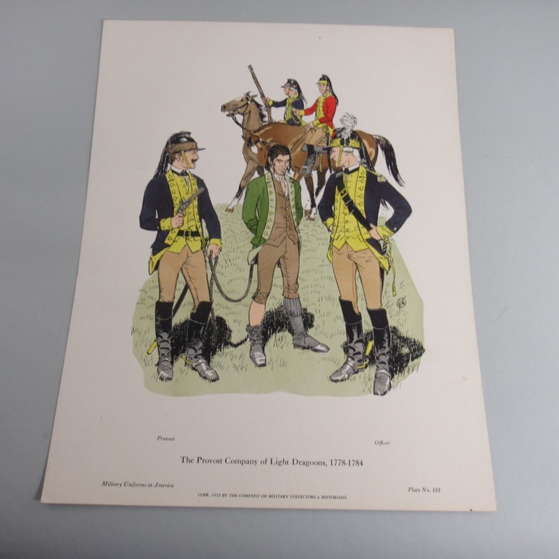 Military Uniforms In America Provost Co. Of Light Dragoons 1778-1784 Plate #161