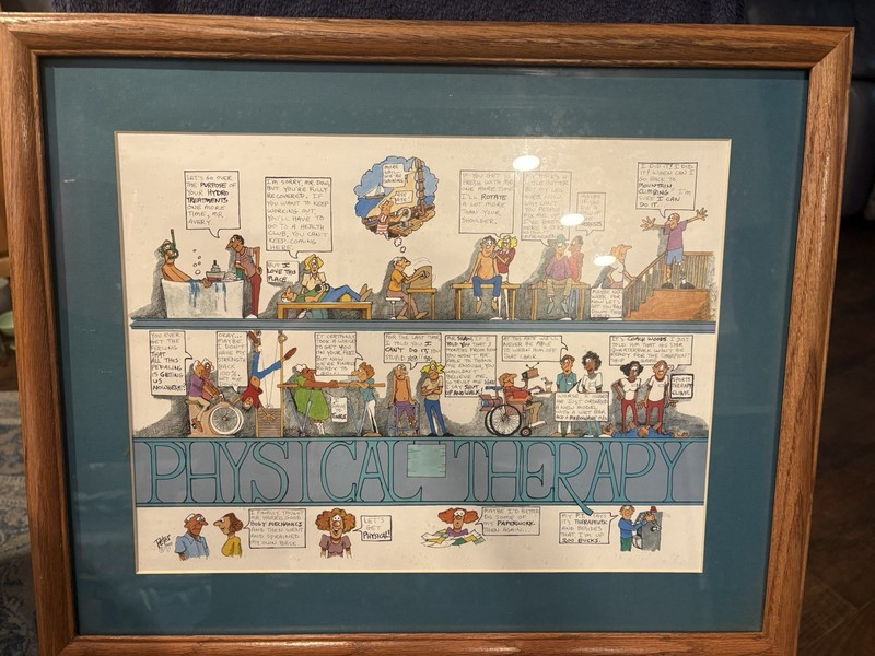 PHYSICAL THERAPY By Peter Mulcahy 1990 Signed Matted Framed /Peter Prints.