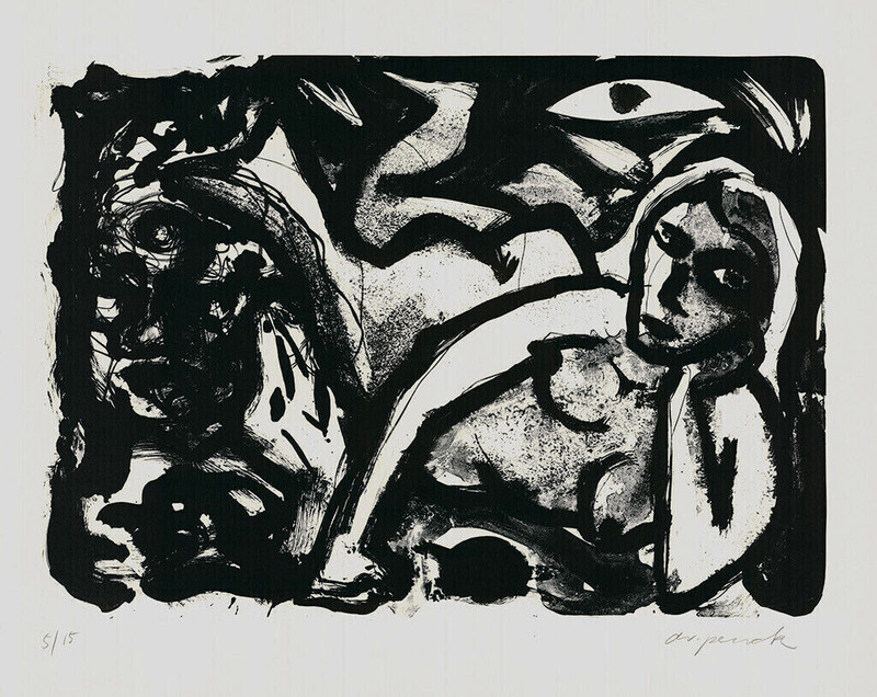 A.R.penck Lying Hand-Signiert, Litho, limit.5/15, 33 1/8x26 13/16in, Pots,