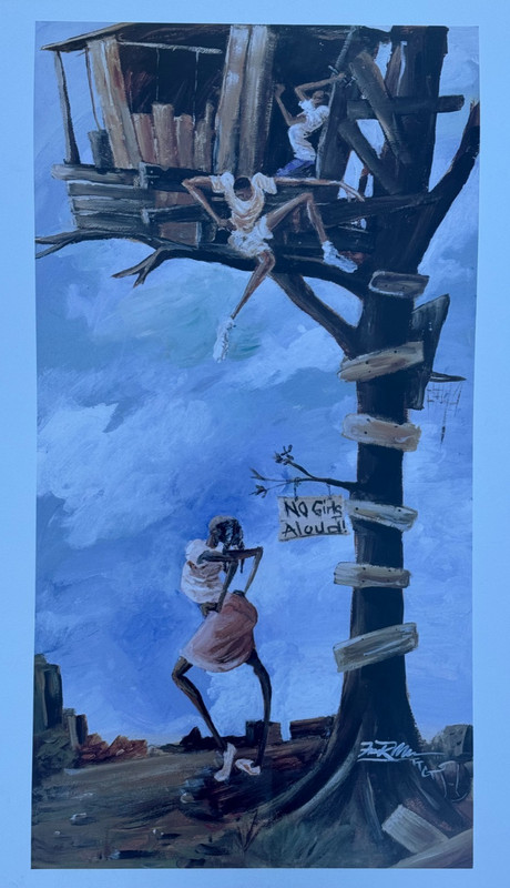 FRANK MORRISON NO GIRLS ALLOWED AFRICAN AMERICAN BLACK ART TREE HOUSE 1995 18 24