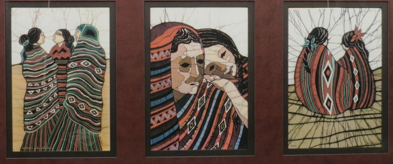 Signed Limited Edition Native American Women Triple Batik Prints KAE TAYLOR gallery