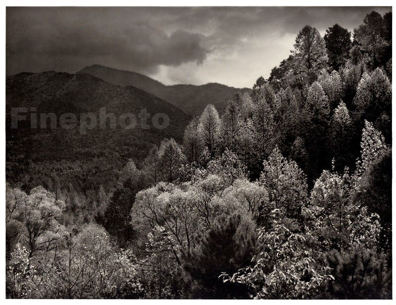 1949 Vintage ANSEL ADAMS Great Smoky Mountains LeConte KROMEKOTE Photo Engraving