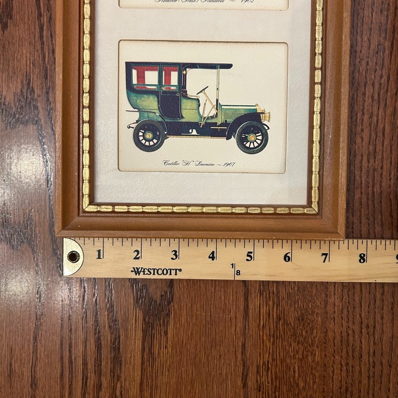 Vtg Lambert framed print set 1900s antique cars Cadillac Oldsmobile Rambler USA gallery