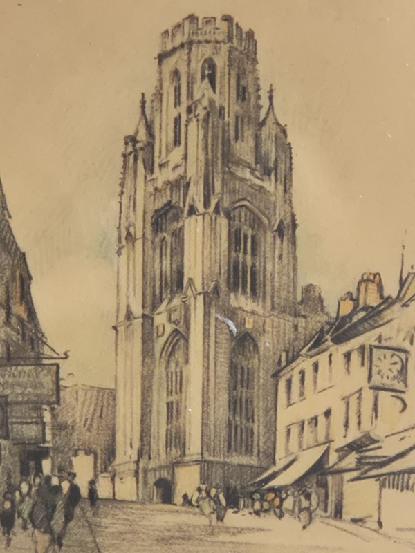 Vintage 1950s, Offset Litho, University Tower Bristol, By Marjorie Bates (1930s) gallery