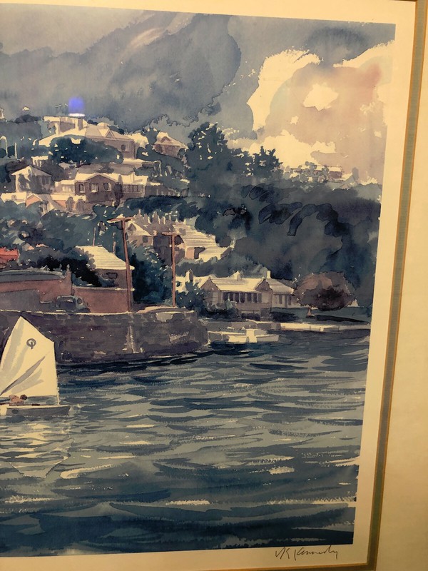 R.E. Kennedy "Lower Ferry Bermuda " Watercolor Print Matted Signed Free Shipping gallery