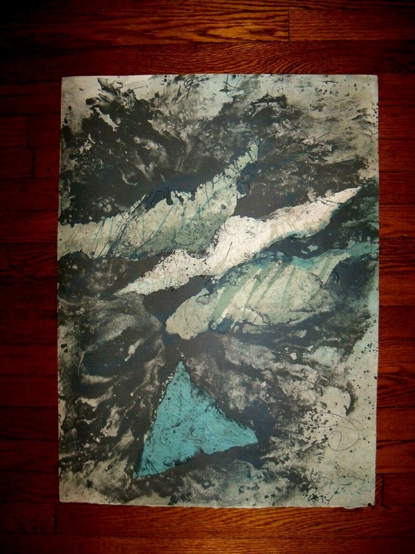 Baruj Salinas Original signed Etching/Collage 30" x 22" Limited Edition 42 of 50 gallery
