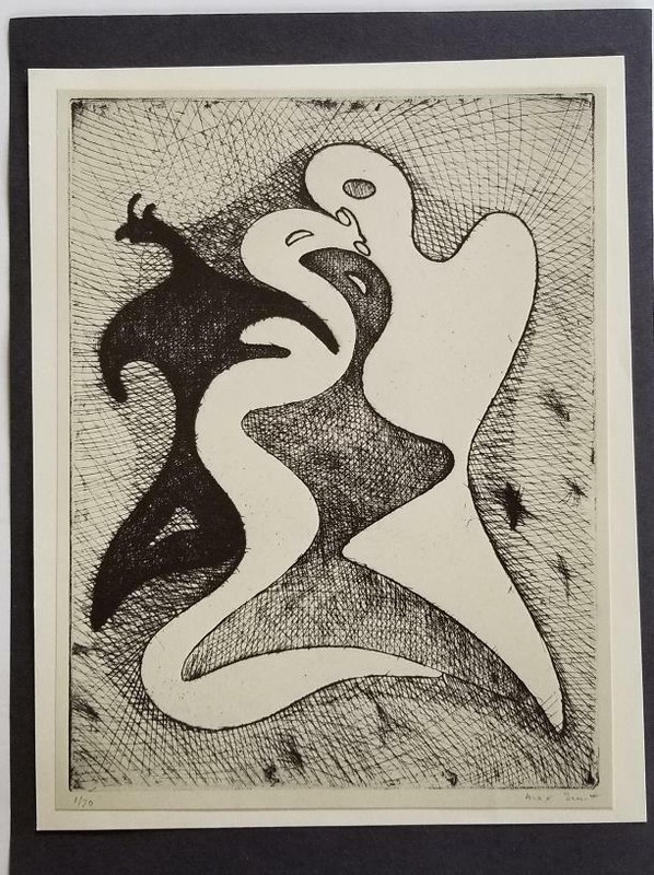 Max Ernst «Dangerous Communications » Mounted b/w Lithograph 1973 PlateSigned
