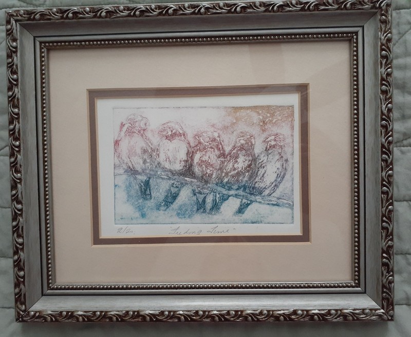 Birds on a Branch "Feeding Time" Print 2 of 20 Framed & Matted