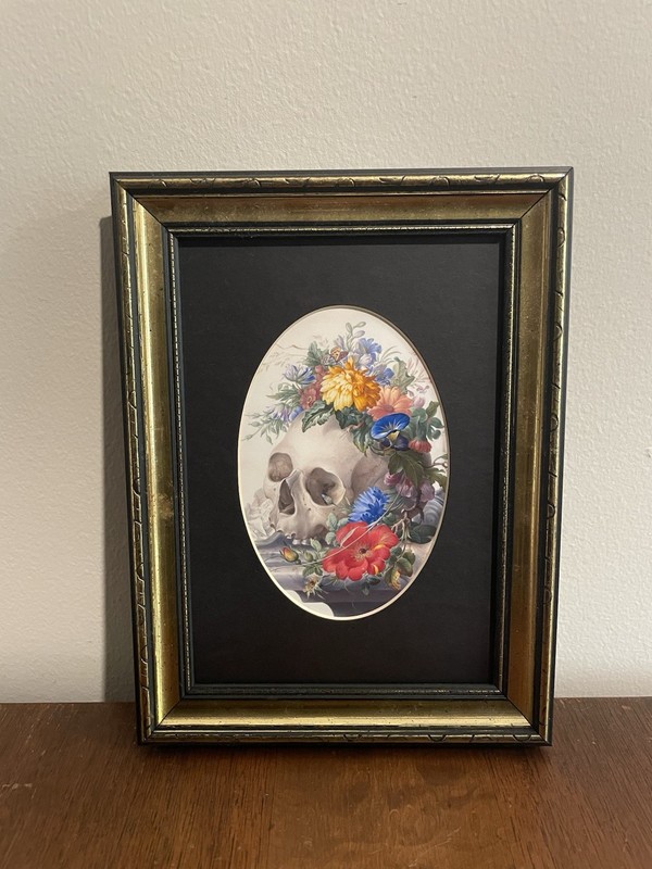 Vanitas Herman Hestenburgh 6×8 Framed Print Skeleton Skull Still Life Wall Art