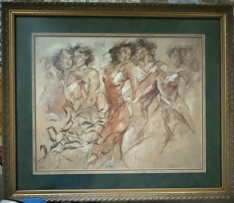 Gary Benfield “Green sleeves” Seriolithograph 551/750 25” X 31.5” Frame 36”x42”