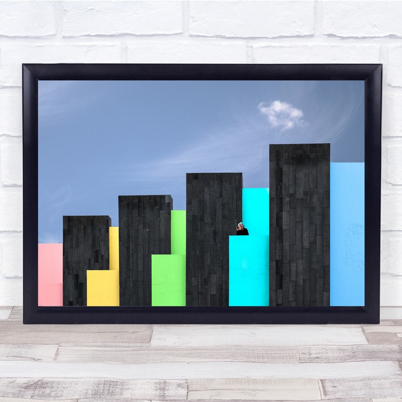Colors Colour Colourful Rainbow Geometry Creative Edit Cloud Man Wall Art Print