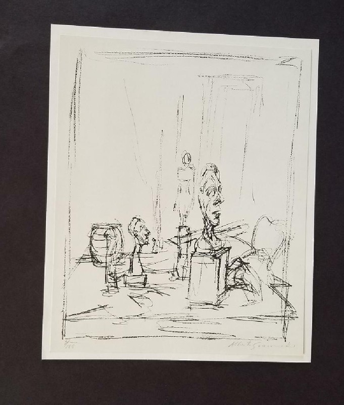 Alberto Giacometti "The Studio" Mounted b/w Lithograph 8"x9.5 1973 PlateSigned