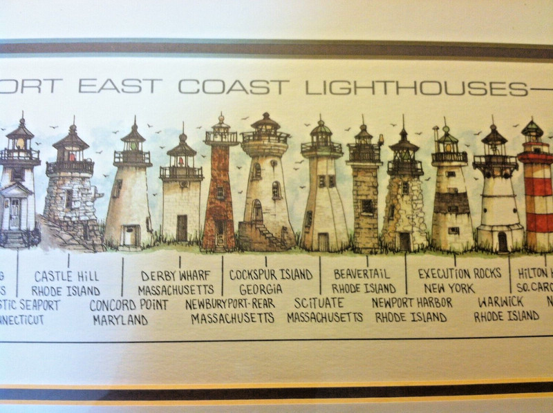 1996 🔥BEV SCHREIBER🔥 Lithograph Print Short East Coast Lighthouses SIGNED Art gallery
