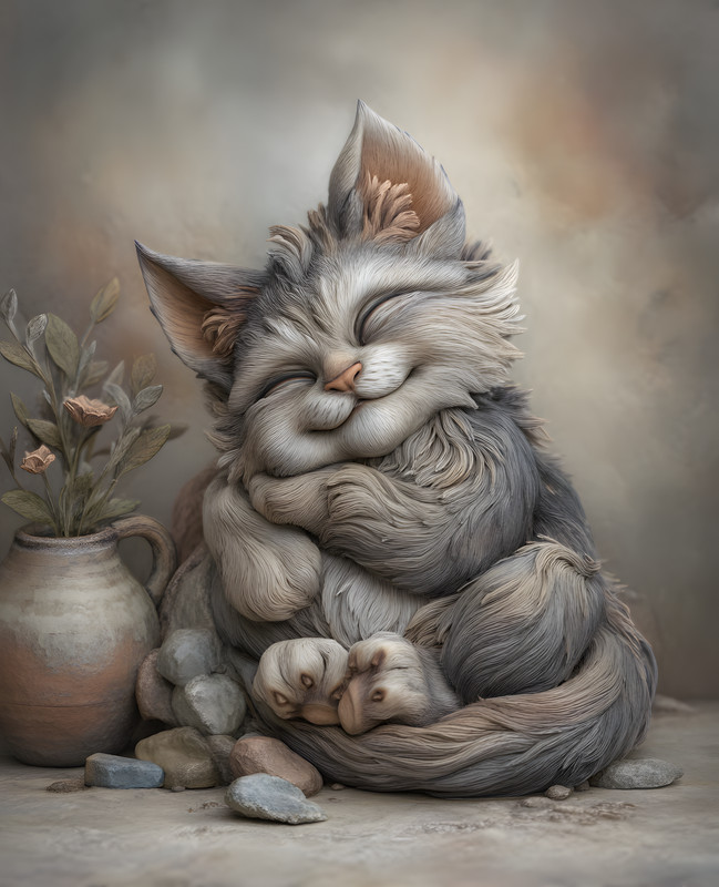 8×10 Cat Hugging A Small Kitten Art Print Wall Decor – 522797450