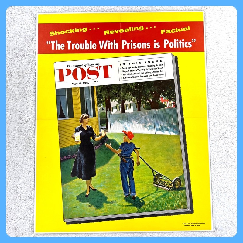 1950s BIG Saturday Evening Post Vintage Advertising Sign 28″ Cardboard Display