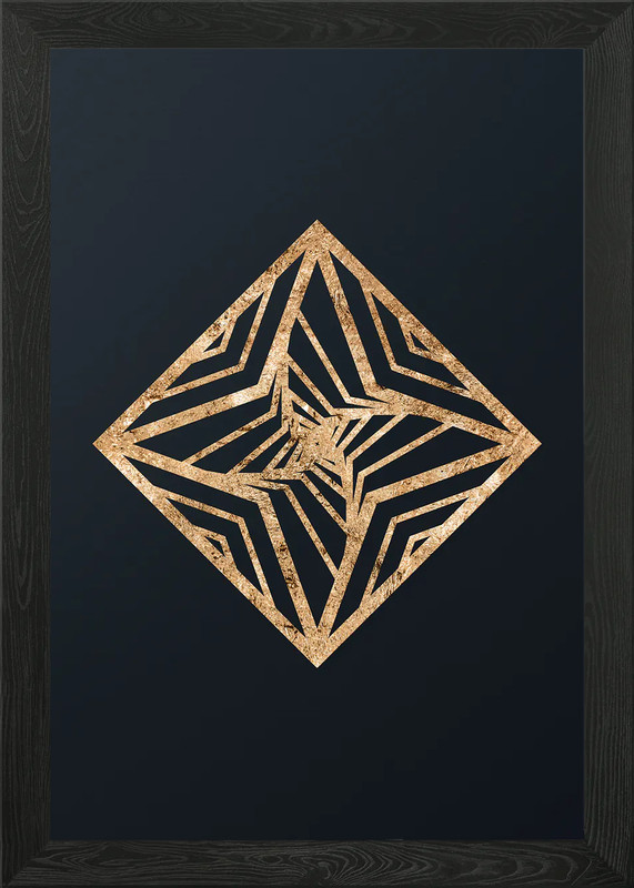 Gold Geometric Glyph Rune Framed Wall Art Poster Canvas Print Picture