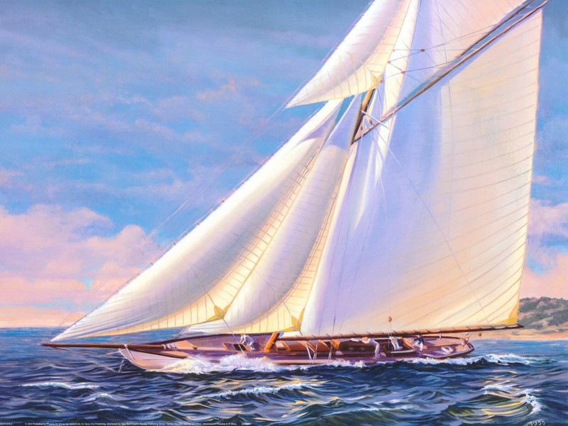 P Moss Sail Boat at Sea Adventures in Paradise II 25 1/2×19 in