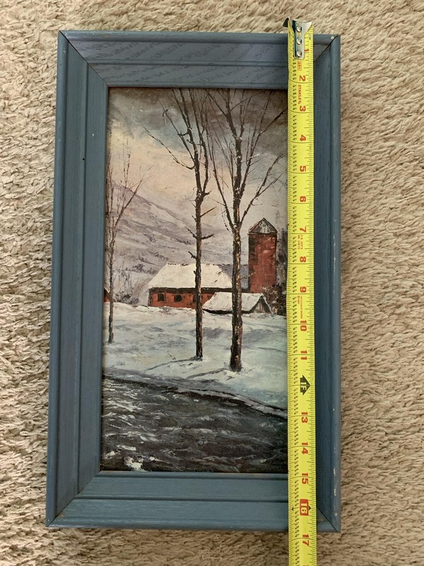 Vintage Snowy Red Barn Framed Prints gallery