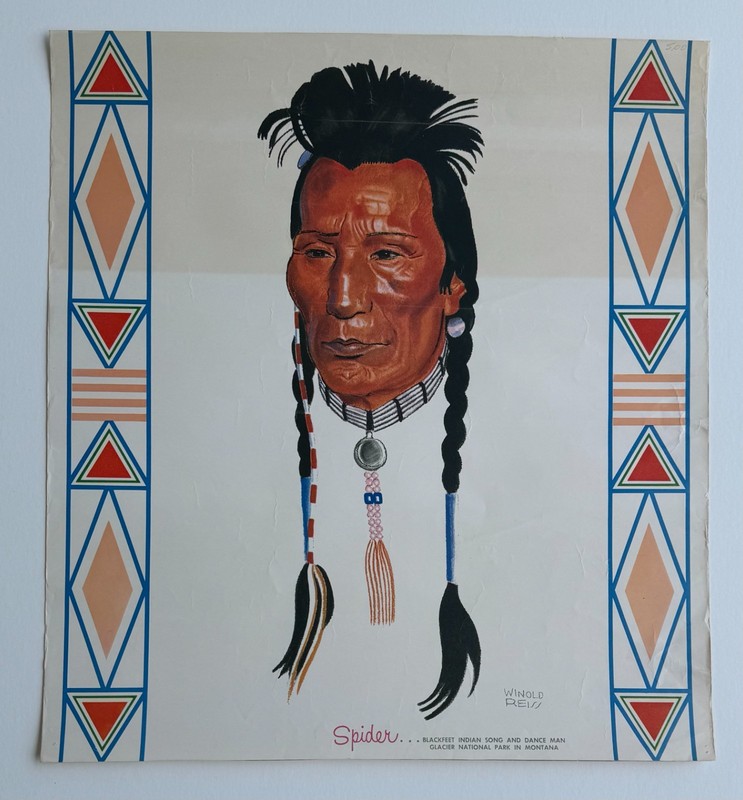 Vintage Original Winold Reiss Spider Blackfeet Song Dance Man Print