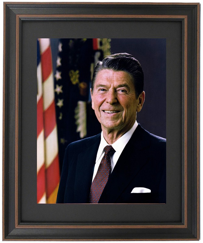 Framed President Ronald Reagan Portrait Poster or Standard Size.
