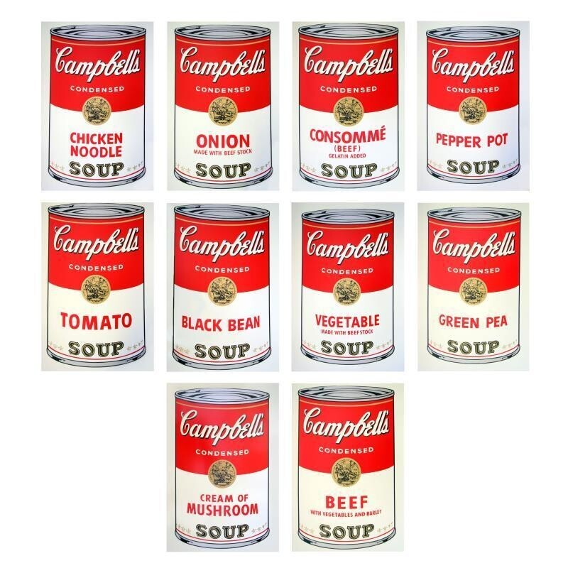 Andy Warhol Campbells Soup Can Series I Suite 10 x Silkscreen Sunday B Morning