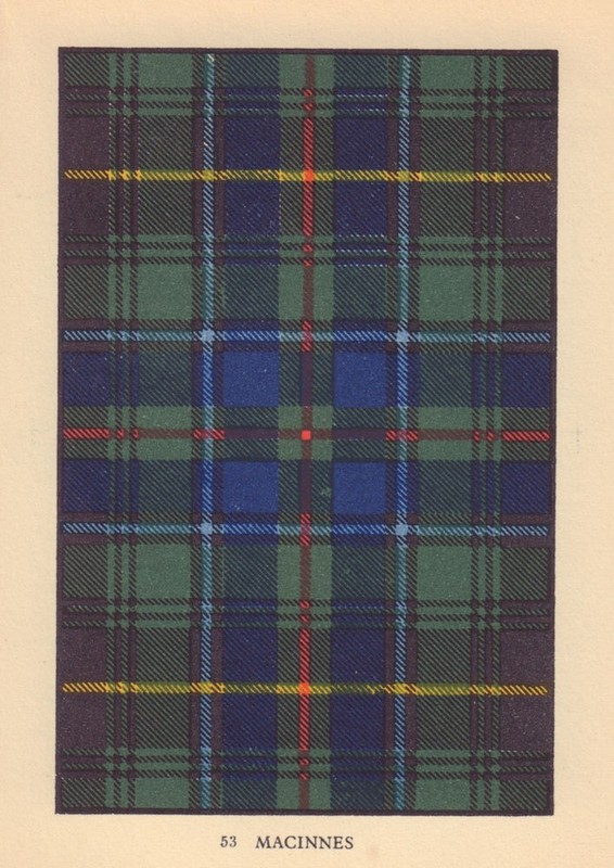 Macinnes [Aonghais]. Scottish Clan Tartan. SMALL 8×11.5cm 1937 old print