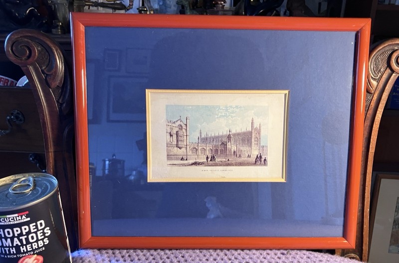 KINGS COLLEGE CAMBRIDGE UNIVERSITY Antique Victorian Era Aquatint Engraving gallery