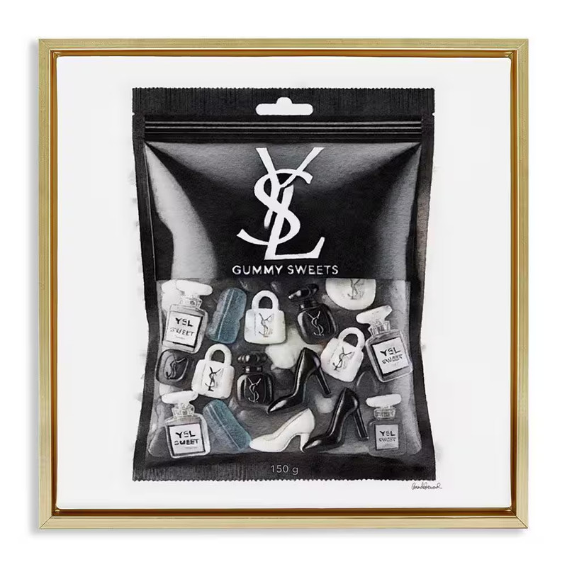 Black Glam Candies by Amanda Greenwood Gold Floater Frame Abstract Graphic Art P