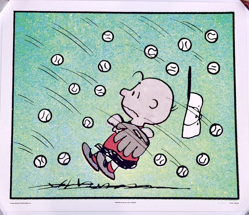 Mondo Peanuts Fly Balls Baseball Charlie Brown Schulz Art Print 57/165