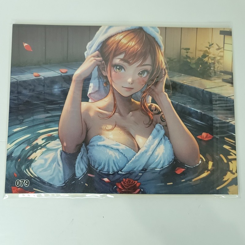 Nami Bath #079 One Piece Double-sided Art Board Size A4 8″ x 11″ Waifu Card