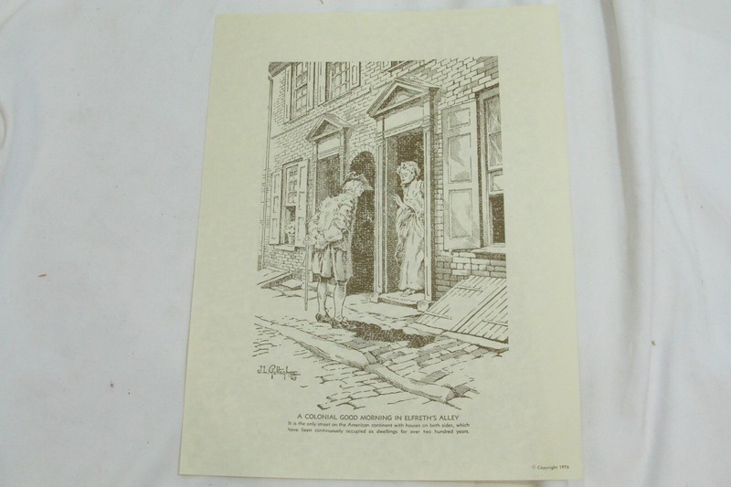 7 Historic Philadelphia Drawings J L Gallapher 9" x 12" Church Independence Hall gallery
