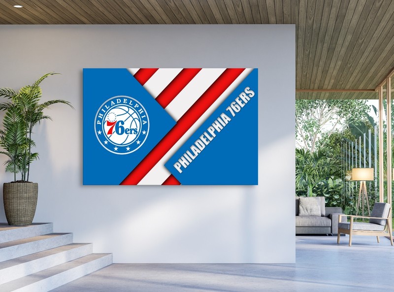 Philadelphia 76ers NBA Team Logo Basketball Wall Art Print Gift POSTER CANVAS gallery