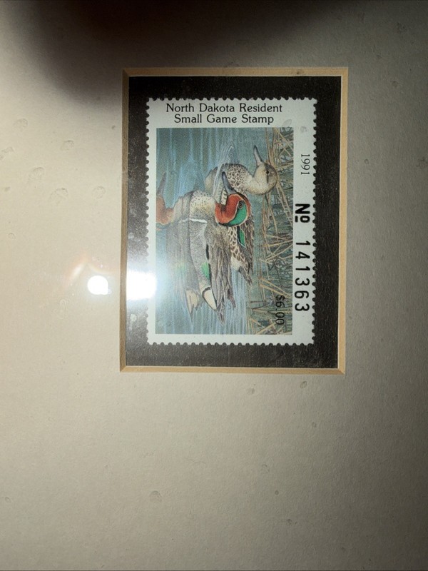 1991 North Dakota Duck Framed Stamp & Print Signed by Tom Hirata CE 143/200 gallery