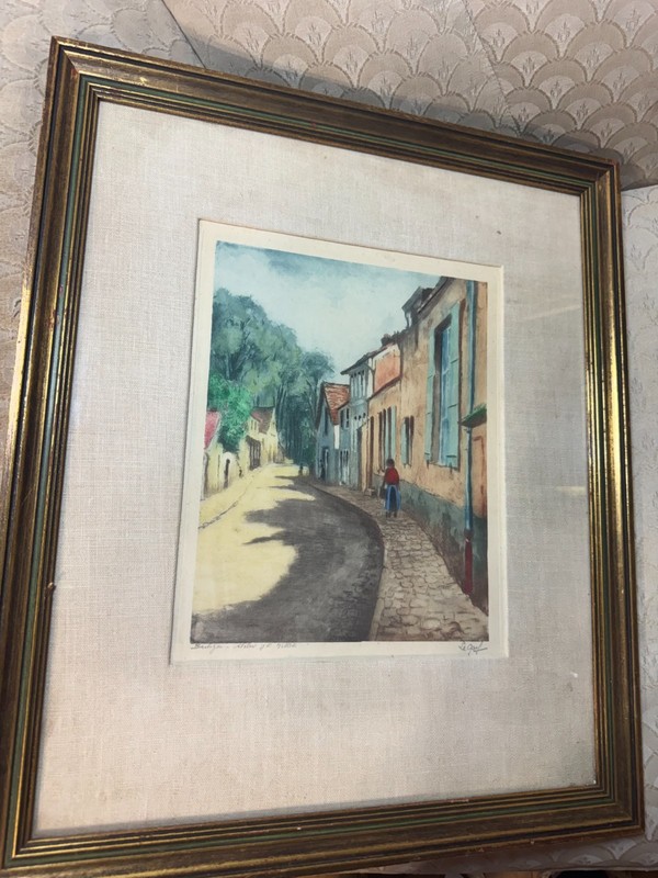 Le Garf (Lucien Veder) «Barbizon Atelier de JF Millet» Color Etching – Framed