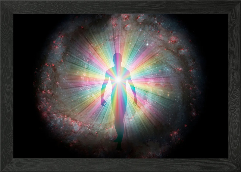 Man in rainbow light Framed Wall Art Poster Canvas Print Picture