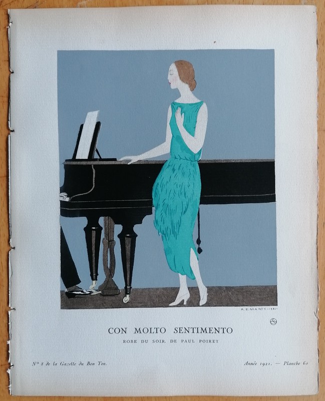 Art Deco Gazette de Bon Ton Pochoir Molto Sentimento by Marty – 1920