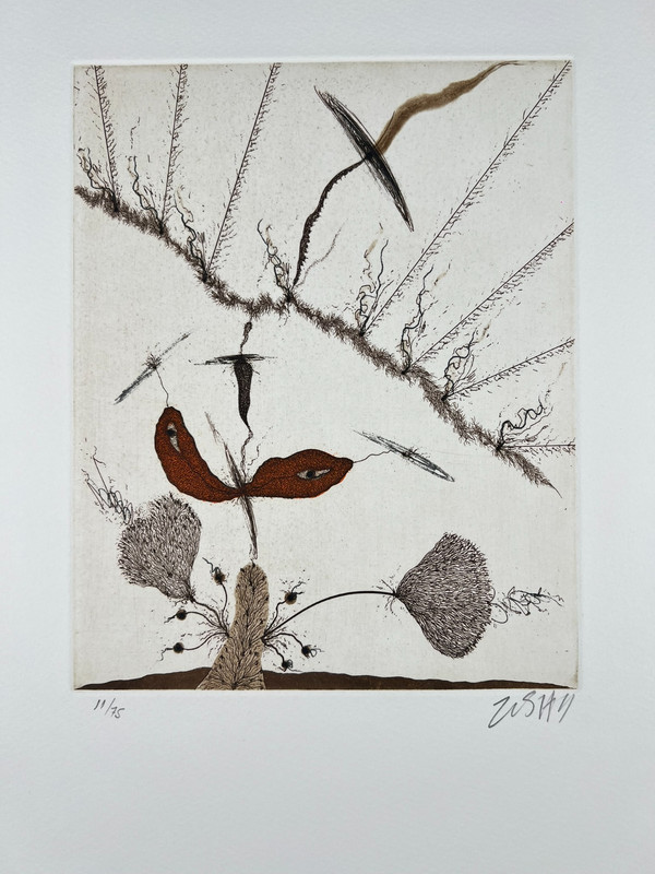 🎨 Alberto Porta Zush – Abstract Flora | Embossed Print Signed 11/75 Lithograph