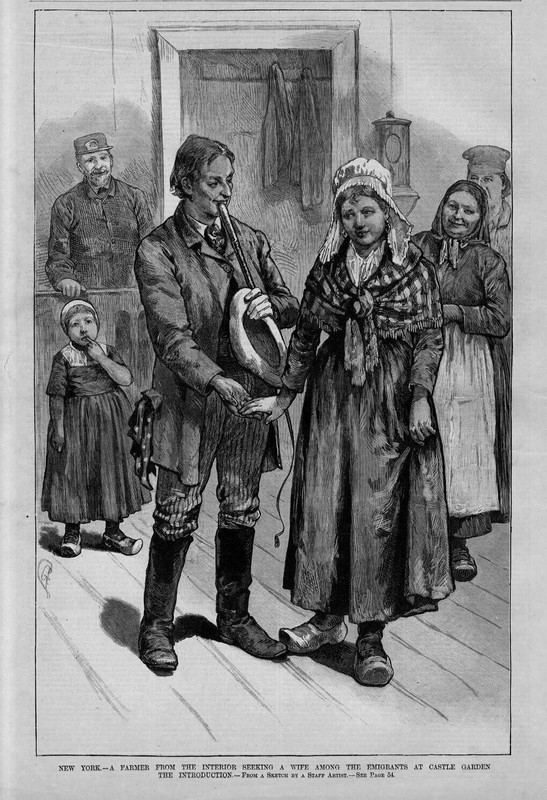 CASTLE GARDEN MATRIMONIAL MARKET A FARMER SEEKING A WIFE AMONG THE EMIGRANTS