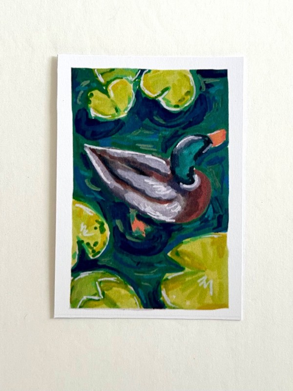 ACEO PRINT Acrylic Marker Art Card, Waterfowl, 2.5" x 3.5" Signed by Aedan gallery