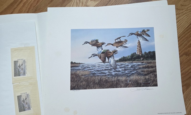 1991 NC Migratory Teal Duck Waterfowl Print Stamps Signed Number Phillip Crowe