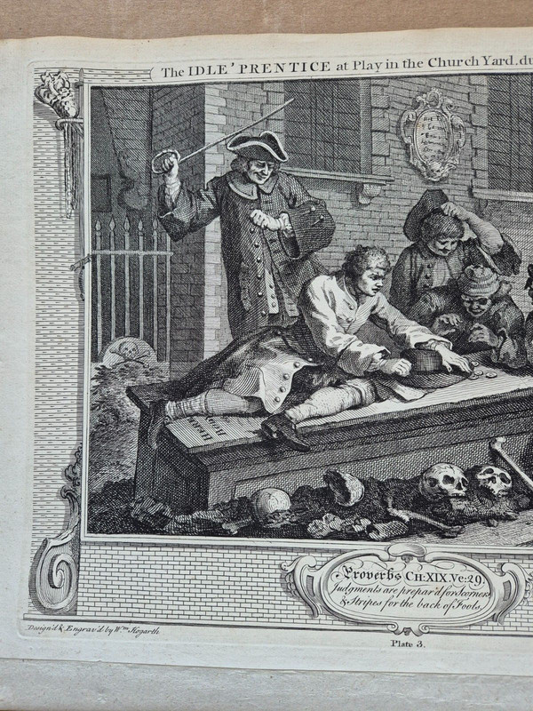William Hogarth The Idle Prentice plate 3 early engraving laid paper gallery