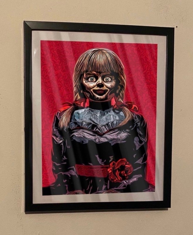 Custom Art Piece Of Annabelle Evil Doll Horror Movie On Black Frame