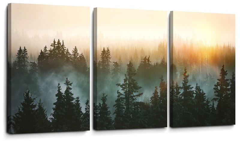 Forest Bathed in Sunlight Canvas Print Picture Painting Wall Art for Bedroom ...