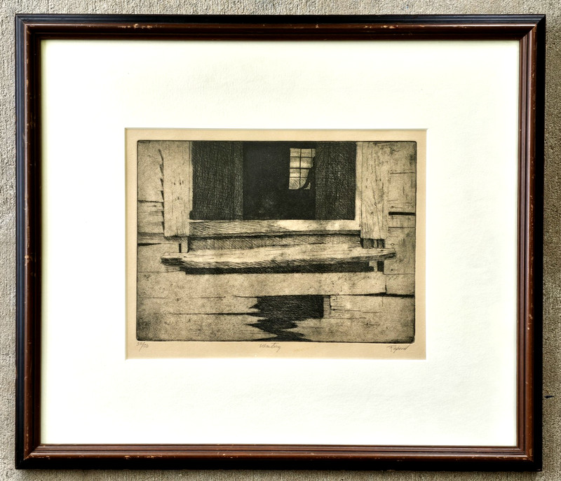 Dale Rayburn «Waiting» Vintage Etching Hand Signed Limited Edition /50 Framed