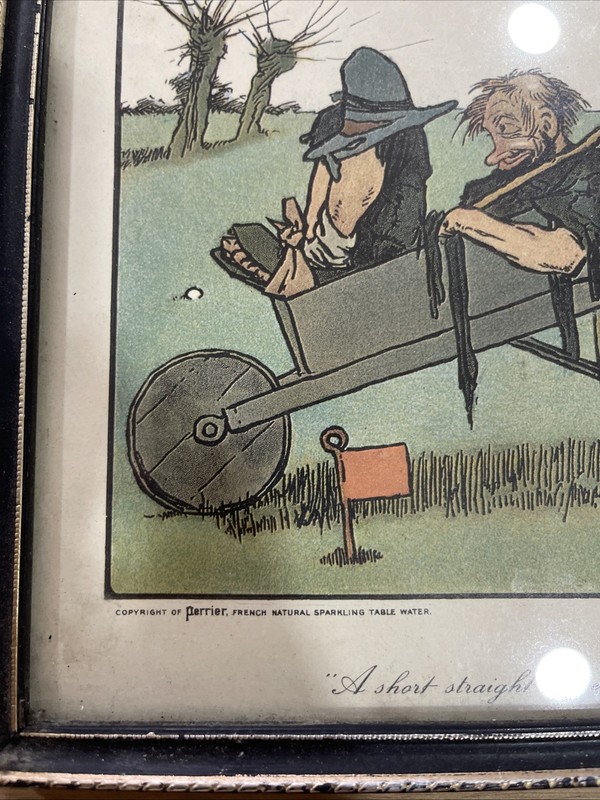 Vintage Charles Crombie Perrier Golf Print Rule XVII Short Straight Drive Framed gallery