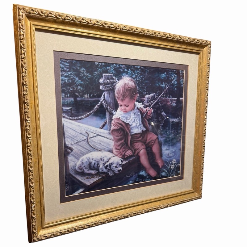 Sandra Kuck “Gone Fishing” Hand Signed Ltd Ed Lithograph 195/950 COA Framed gallery