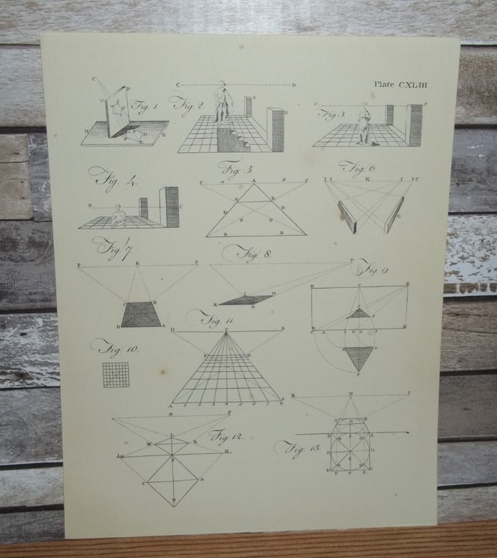 Antique Engraving Print Geometric #6 18th-19th Century Andrew Bell Original